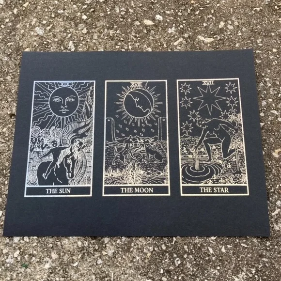 HANDMADE Silver Foiled Celestial Trio Tarot Print - Picture 2 of 2